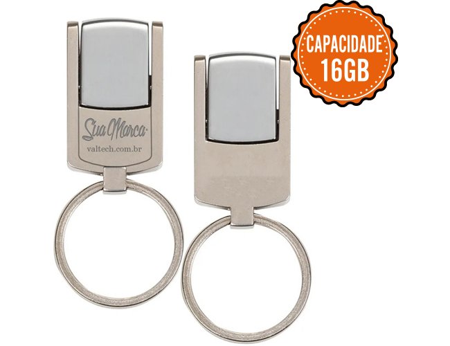 Mini Pen Drive Personalizado De Metal Giratrio Com Argola De Chaveiro Com Capacidade De 16GB