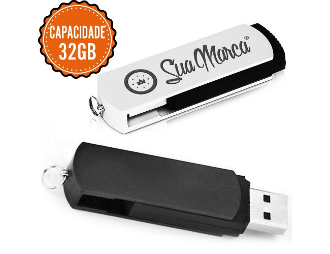 Pen Drive Giratrio Personalizado De Alumnio E Plstico NEW Com Capacidade De 32GB