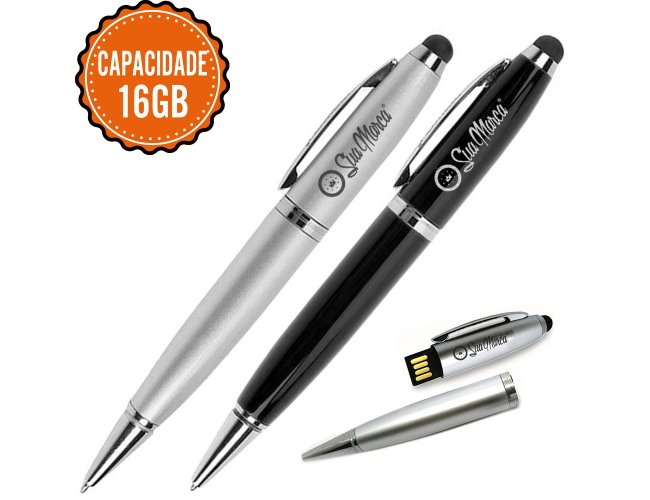 Caneta Pen Drive Personalizada De Metal Com Ponteira Touch Com Capacidade De 16GB