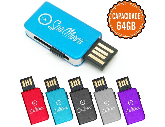 Mini Pen Drive Retrtil Personalizado De Metal BING Com Capacidade De 64GB