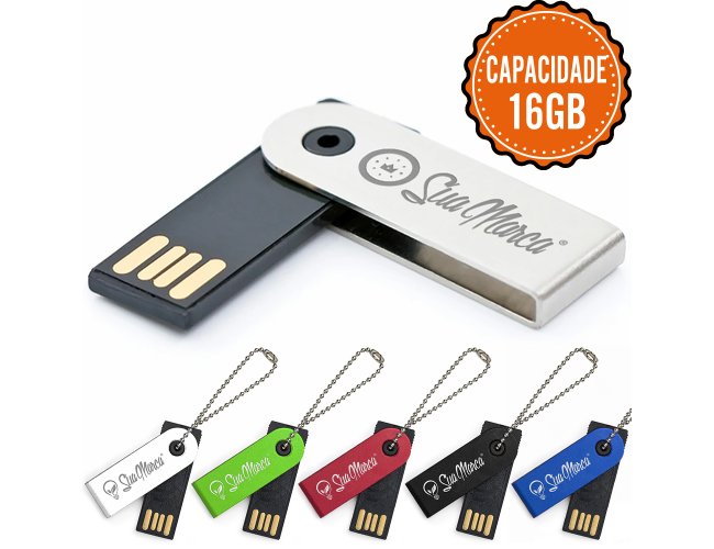 Mini Pen Drive Personalizado Giratrio De Metal E Plstico PICO Com Capacidade De 16GB