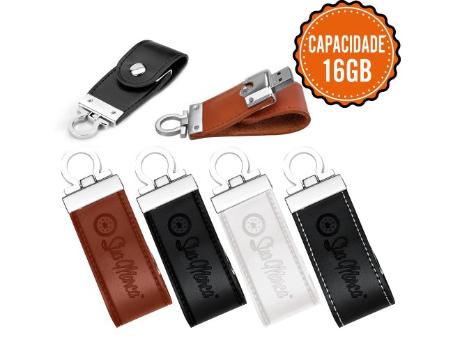 Pen Drive Personalizado De Fivela De Couro Sinttico E Metal Com Capacidade De 16GB