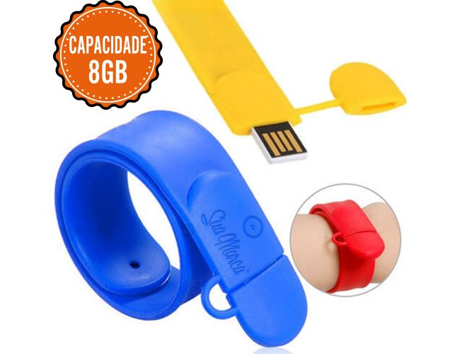 Pulseiras Pen Drive Personalizada Bate-Enrola De Silicone Com Capacidade De 8GB