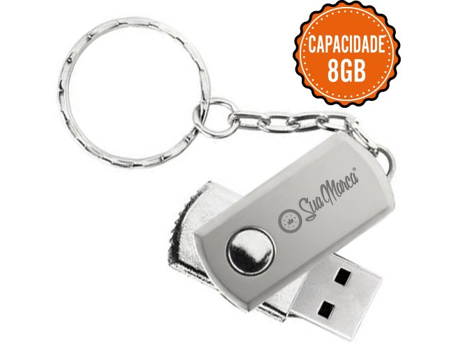 Pen Drive Personalizado Giratrio De Metal Com Argola De Chaveiro IRON E Capacidade De 8GB