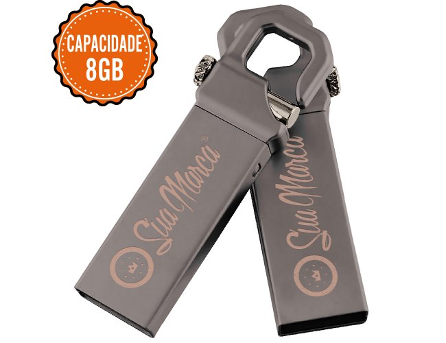 Pen Drive Personalizado De Metal Com Mosqueto E Capacidade De 8GB