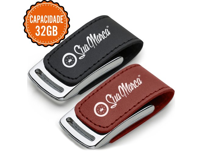 Pen Drive Personalizado De Metal Com Fivela De Couro Sinttico E Capacidade De 32GB