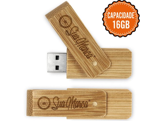 Pen Drives Ecolgico Personalizado Giratrio De Bambu Com Capacidade De 16GB