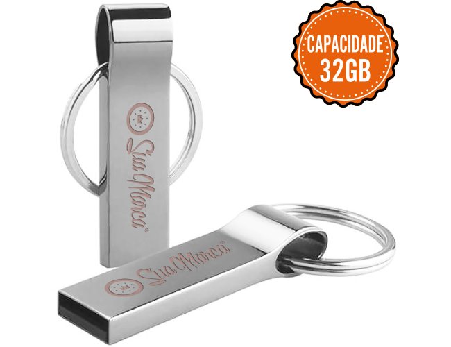 Pen Drive Personalizado De Metal Com Argola De Chaveiro STYLE Com Capacidade De 32GB