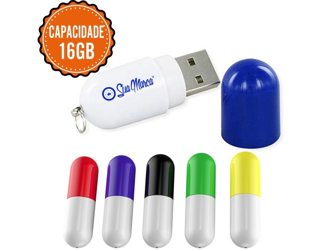 Pen Drive Personalizado Com Formato De Capsula Em Plstico E Capacidade De 16GB