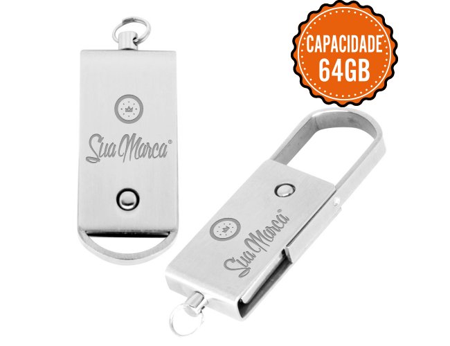 Mini Pen Drive Giratrio Personalizado De Metal Com Capacidade De 64GB