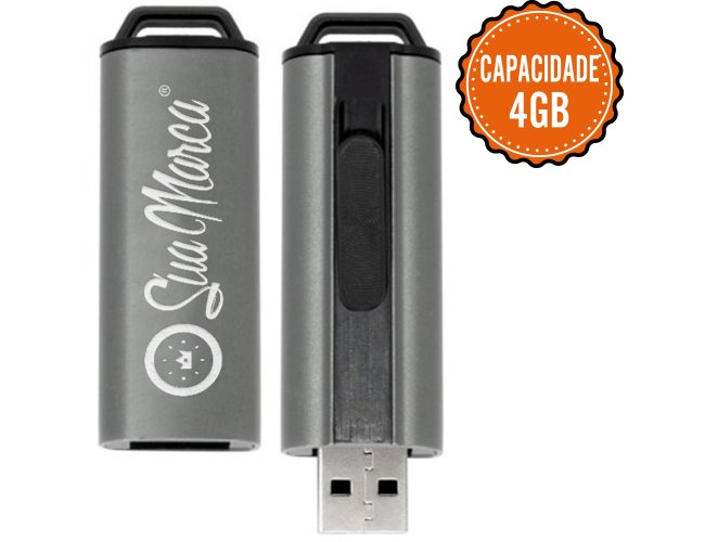 Pen Drive Personalizado Retrtil De Metal E Plstico Com Capacidade De 4GB