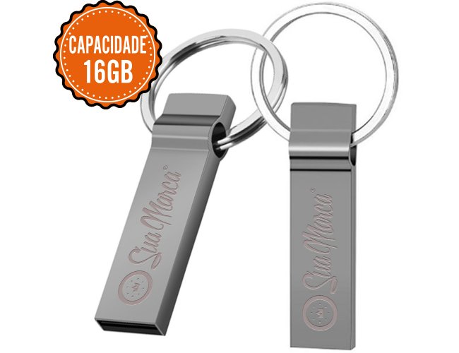 Pen Drive Personalizado Retangular De Metal Com Argola Para Chaveiro Com Capacidade De 16GB